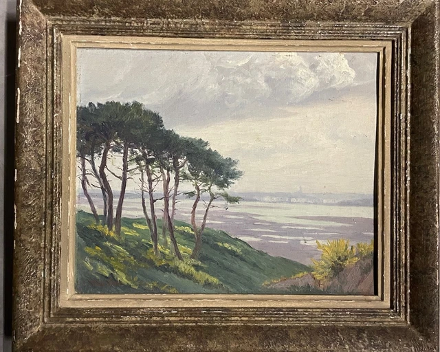 Tableau Huile Sur Toile École Bretonne - Marine, Bord De Mer, Signé - Encadré - Paysage