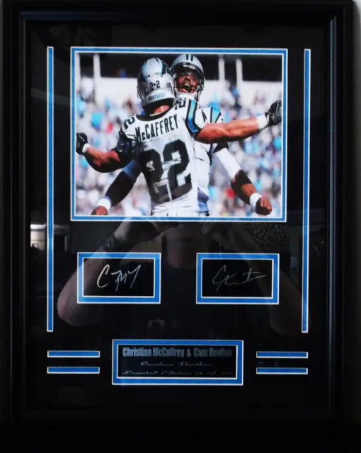 Christian McCaffrey & Cam Newton Limited edition game photo w/ autographs 12/100