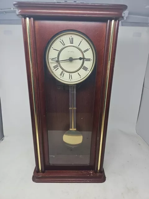 Large Vintage Wooden Widdop Wall Clock With Key For Spares And Repairs