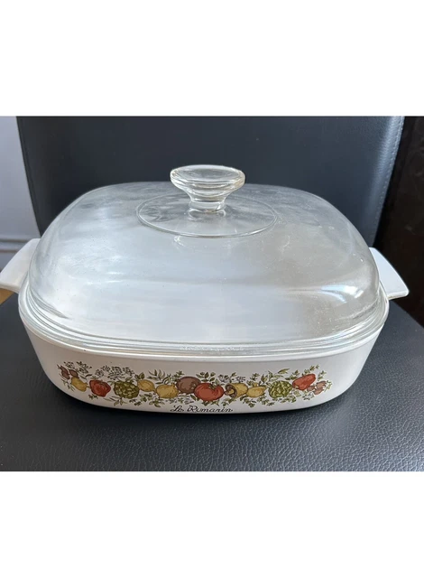 Plat à Four Pyroflam Électro Le Romarin - Vintage 19,5 Cm - Céramique Blanche