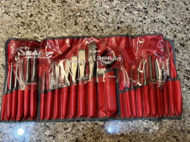 Vintage Snap On Punch And Chisel Set W/ Holder PPC-260-AK