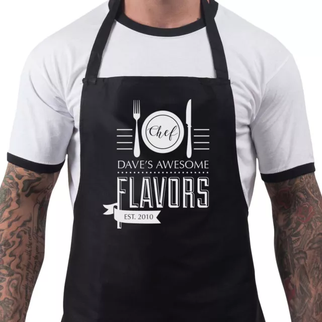 Personalised Apron Name Awesome Chef Fathers Day Present Gift Dad Grandad