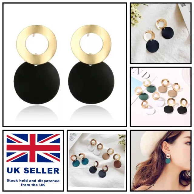 Black Women Circle Gold Plated Earrings Fashion Statement Geometric Jewelry Uk