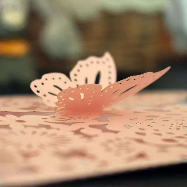 Exquisite Hollow Laser Cut Butterfly Wedding Invitation Cards Greeting Card