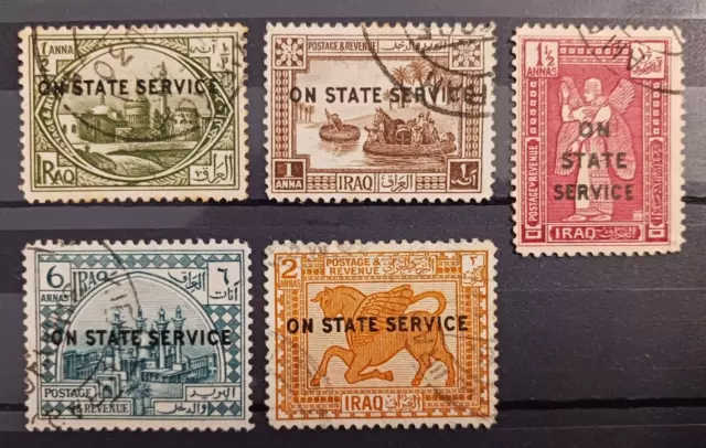 Iraq Irak On State Service 1923 5V Yt 22-23-24-25-28 Obliteres Tbe