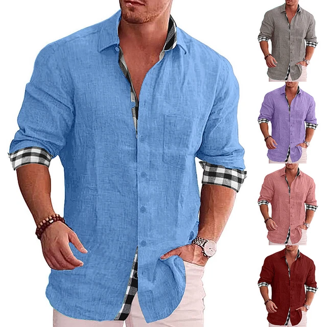 Camicia Uomo Casual A Maniche Corte Con Bottoni Henley E Tasca - Grigio Scuro, Taglia L, Misto Cotone