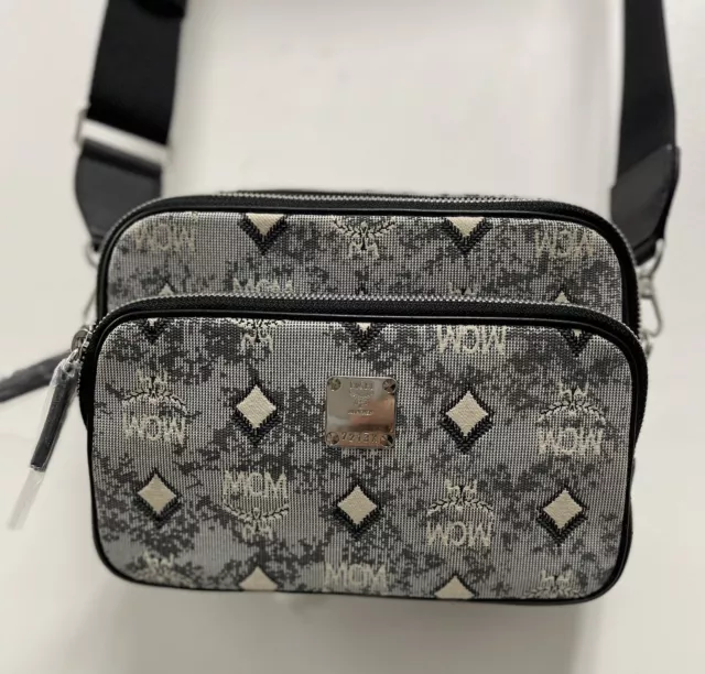 Mcm Klassik Vintage Jacquard Monogram Canvas & Leather Crossbody