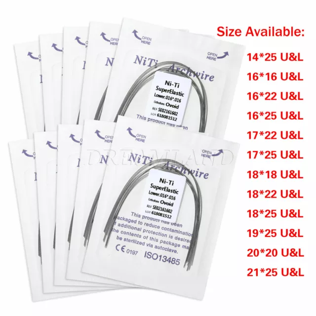 10 Pack Dental Orthodontic Super Elastic Niti Arch Wire Rectangular Ovoid/Oval s