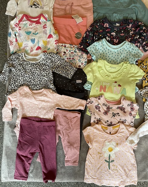 Large baby girls age 0-3 months tops bottoms and vest bundle inc george & others 2
