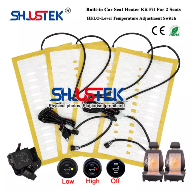 Universal Car Seat Heater Kit Fit 2 Seats Car Seat Heating Pad Hi-Lo Switch 12V