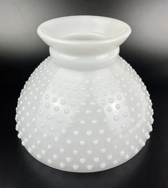 Vtg White Milk Glass Hobnail Hurricane Student Globe Lamp Shade Diffuser 8” GWTW