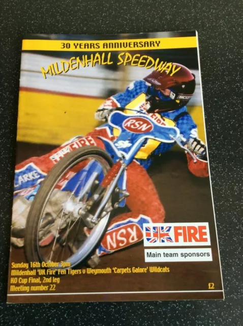 2005 MILDENHALL v WEYMOUTH WILDCATS 16th OCTOBER  ( GOOD CONDITION )