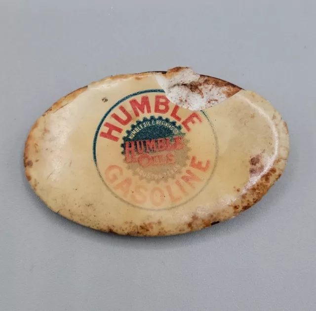 Humble Oil & Refining Co Gasoline Motor Oil Advertising Badge Houston Texas USA