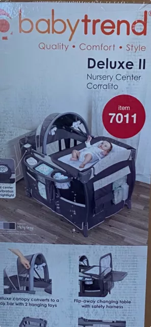 Babytrend Deluxe II Nursery Center Corralito, Misty Grey, PY86E77K