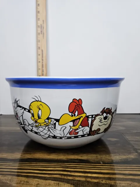 Looney Tunes 1996 That's All Folks Warner Bros Lg Ceramic Popcorn Serving Bowl