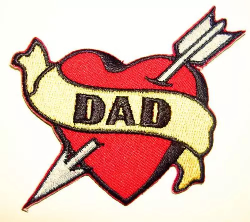 DAD Heart embroidered iron on patch tattoo Sailor Jerry rockabilly fathers  - 7