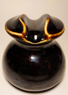 Ceramic / Porcelain Insulator - No Name - DEEP RED / BROWN - Iridescent
