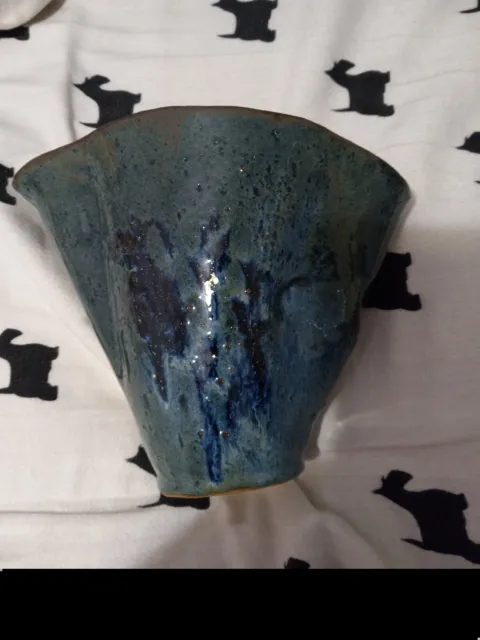 Studio Art Pottery Vase Drip Glaze Ceramic Vintage Rare Mid Century Mod