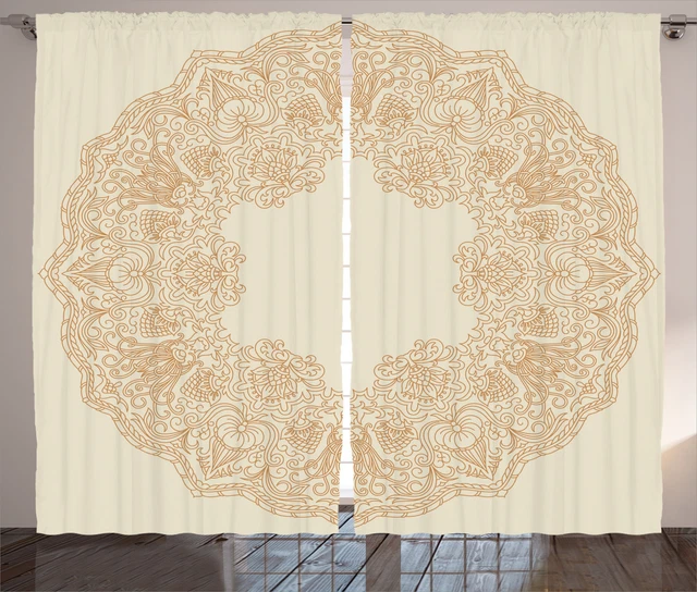 Retro Beige Curtains 2 Panel Set Decor 5 Sizes Available Window Drapes