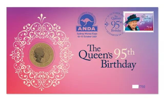 2021 $1 ANDA Queens 95th Birthday PNC / FDC One Dollar Coin + Stamp Sydney RARE