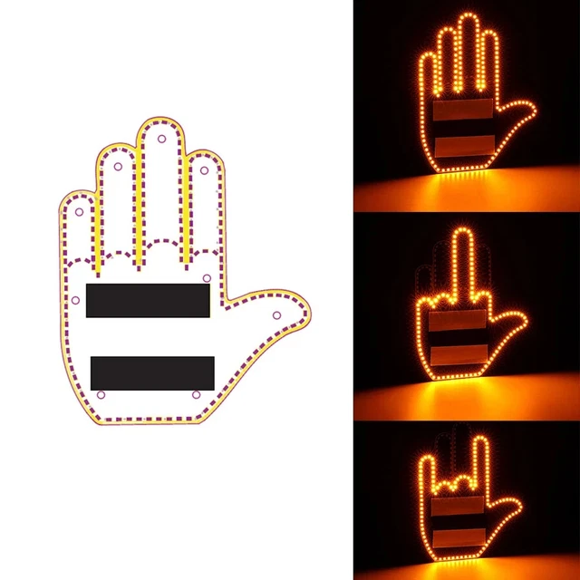 DOIGT D'HONNEUR VOITURE, Lumière LED, Accessoire de