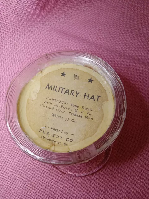 1940s MILITARY HAT Army Cap Figural Glass CANDY CONTAINER Vintage 2