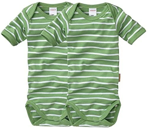 Wellyou Body pour bebe-Body garcons Lot de 2 Manches Courtes Vert a Rayures...