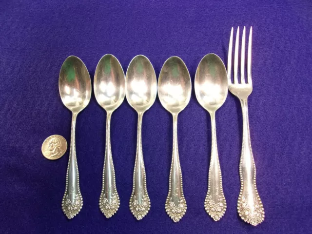 Pretty Set Of Vtg Antique Gorham (Lancaster) Sterling Silver Spoons & Fork, Mono