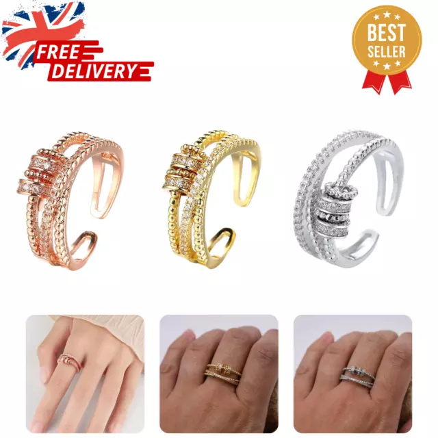 Spinning Fidget Rings Anti-anxiety Rotating Band Sterling Silver Girls Rings