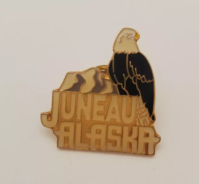 JUNEAU Alaska Collectible Souvenir Travel Tourist Lapel Pin Pinchback Bald Eagle