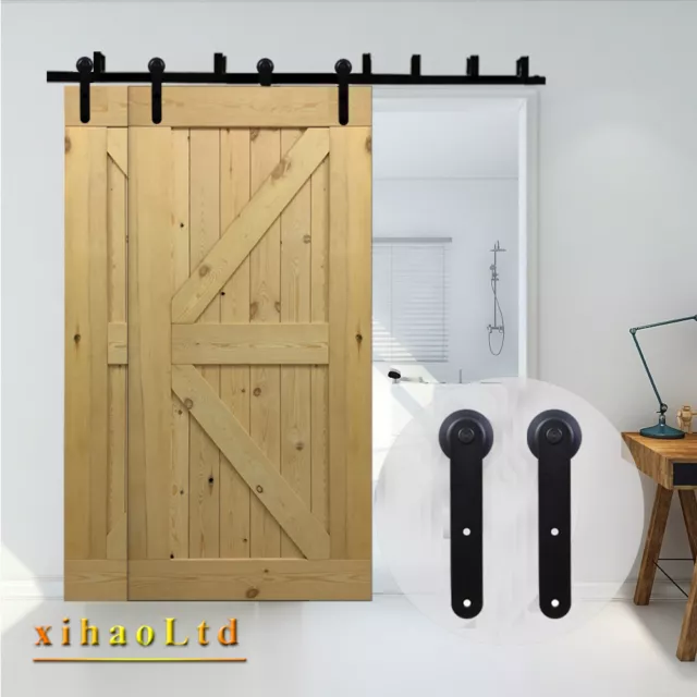 8-20FT Sliding Barn Wood Door Hardware Round Shape Hanger Single/Double/Bypass