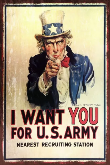 I Want You US Army Metallschild, Vintage Kriegszeit Posterbild, Mancave Schuppen Garage