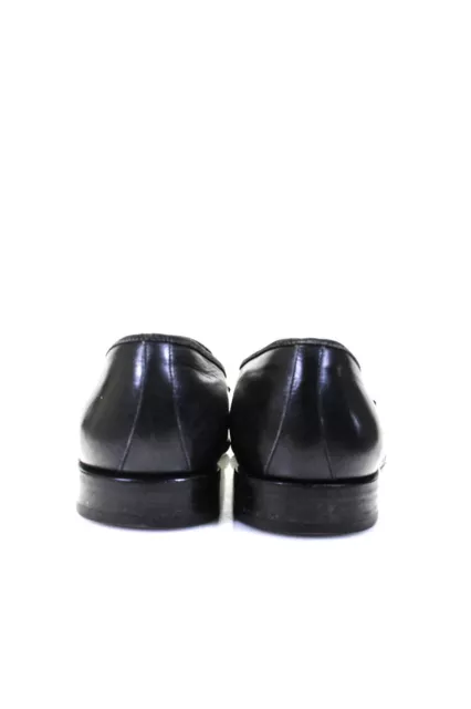 SALVATORE FERRAGAMO MENS Leather Slip On Dress Shoes Loafers Black Size ...