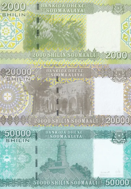 Somalia 2000 20000 50000 Shillings  2023 (2024)  P New UNC Set 3 pcs