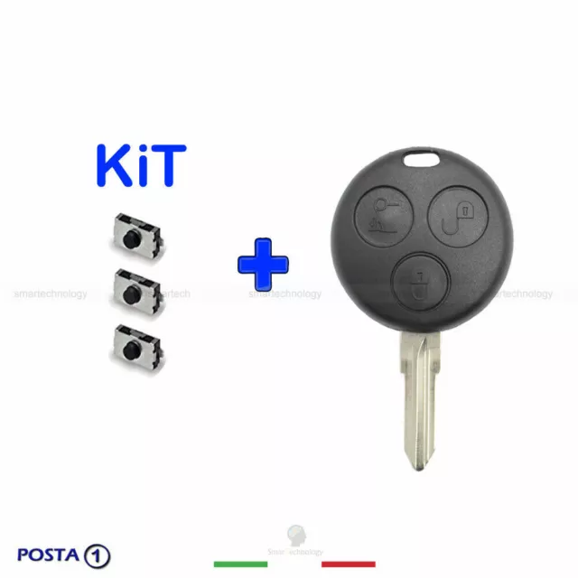 Chiave Guscio Telecomando Smart 450 Fortwo 3 Tasti + Micropulsanti Apri-Porta