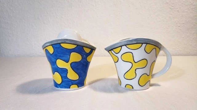 Graf von Henneberg Milchkännchen und Zuckerdose Blau/Gelb 90er/00er Design