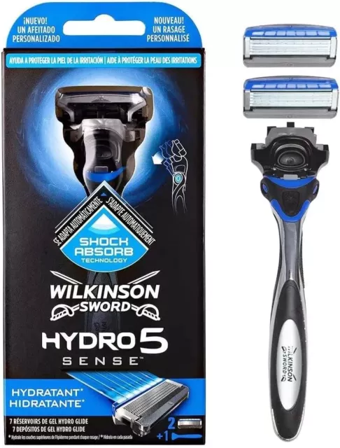 Rasoio di Sicurezza a 5 lame, da Barba, 1 Manico + 2 Testine, Wilkinson Sword