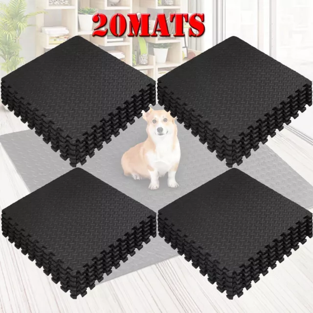 20Pz Tappetini Palestra Piastrelle Ad Incastro Eva Schiuma Morbida Yoga Gioco Officina Garage