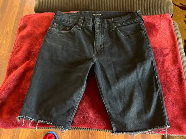 True Religion Ricky Relaxed Straight Leg Cut Off Black Jean Shorts Men's Size 36