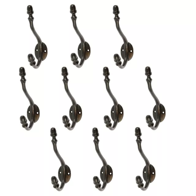 10x Antique Deco Hat & Coat Hook Cast Iron Vintage Style W30mm x H135mm Black