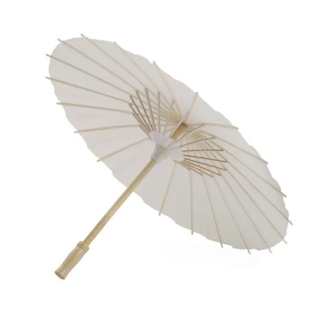2 Pcs Bamboo Bride Unfinished Parasol Oriental White Paper Umbrella