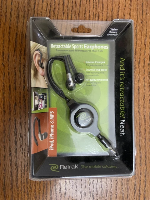 RETRAK Retractable Sports Earphones Black
