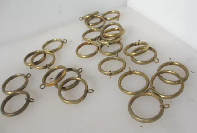 Antique Brass Curtain Rings Victorian Holder Hangers Vintage x25 - 1.5"W