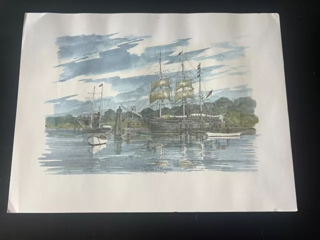 Charles W Morgan Art Print, Ships, Boats, Reflection In Water, 16 X 11 7/8inches