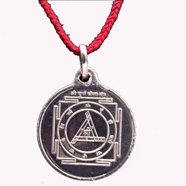 Indisch Traditionell Reines Silber Durga Bisa Yantra Einfach Anhänger Für Damen