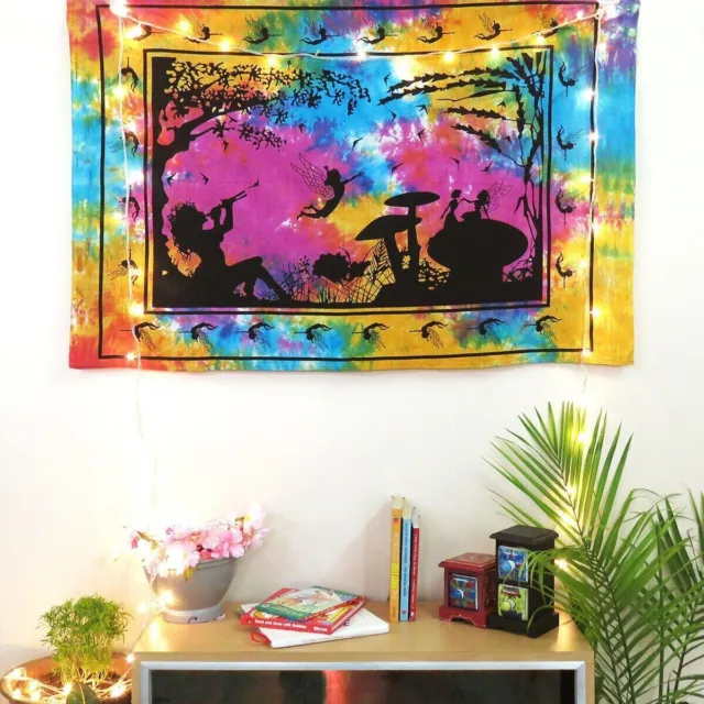 Hippie Mandala Fée Grand Indien Tie Dye Décor Tenture Murale Tapis de Yoga...