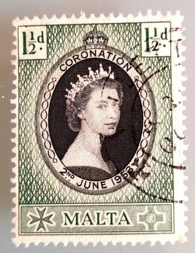 MALTA Coronation Of QE II, 2nd June 1953 Used HARIASTAMP From Omnibus