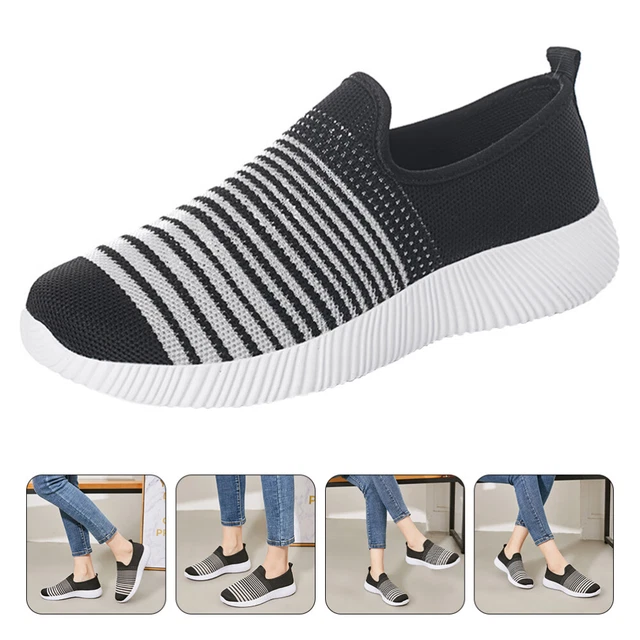 baskets femme noir et Enfiler Des Chaussures Plates Chaussettes Plates L'été