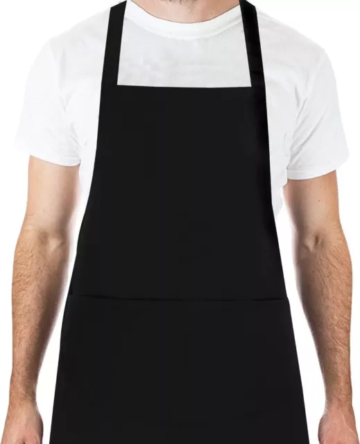 BULK 25 pcs Black  VG QUALITY bib apron 2 pockets CHEFS HOME KITCHEN Restaurant 2