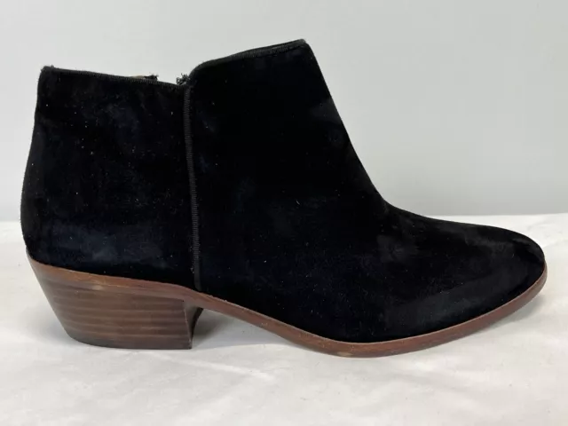 Sam Edelman Petty Black Suede Ankle Booties GUC Sz 7 Stacked Heel VGUC